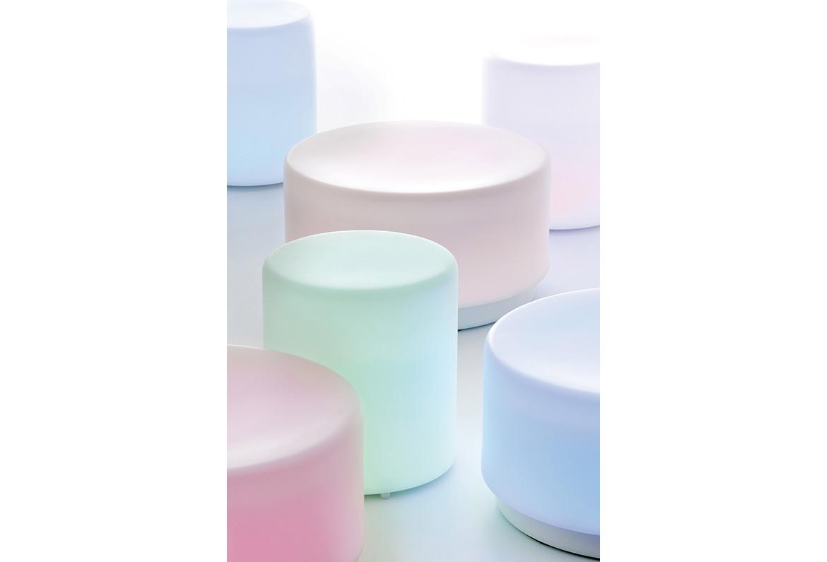Low polyethylene stool with light | Wow 485l by Pedrali