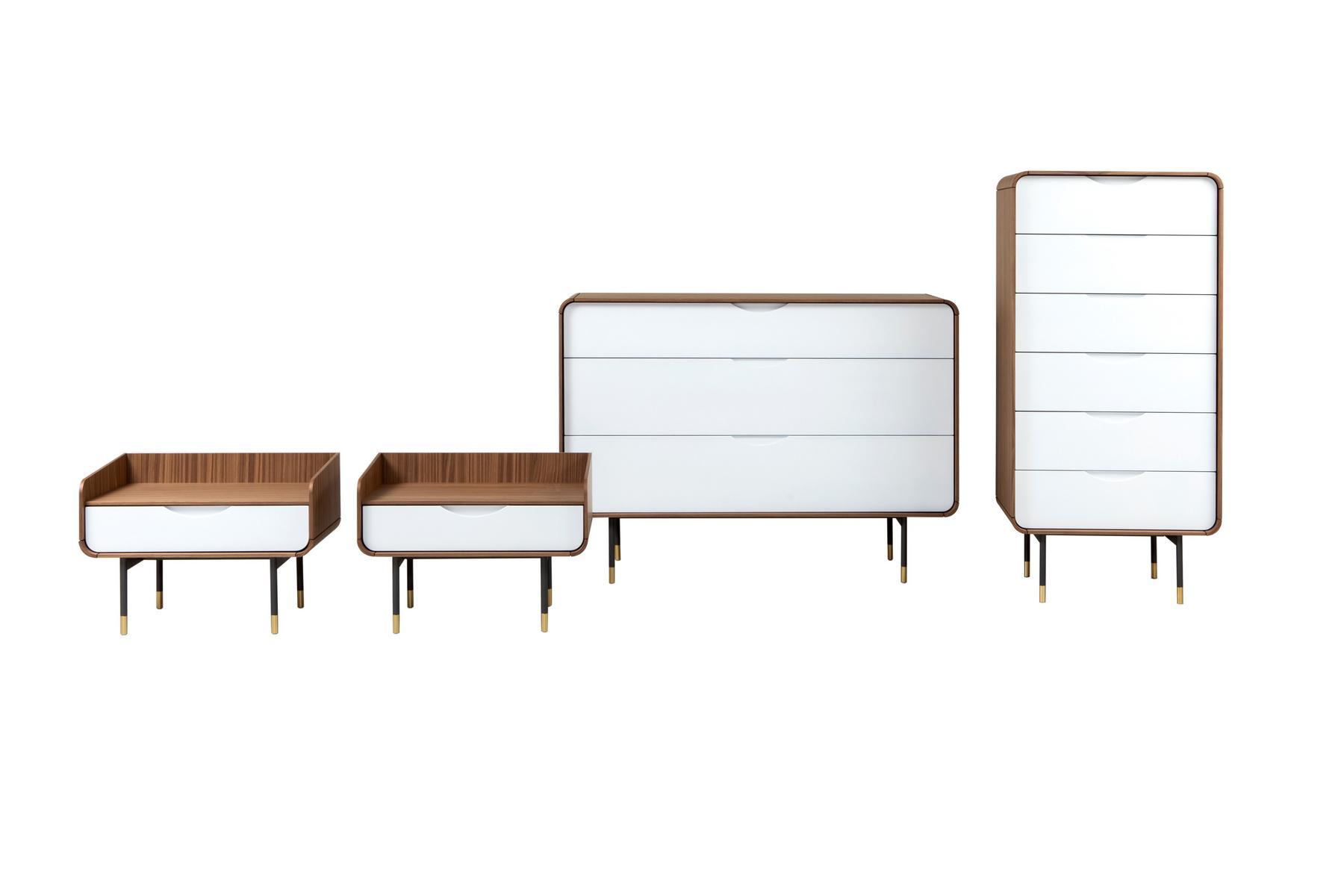 Rectangular walnut bedside table with drawers | Opera by Tonin Casa