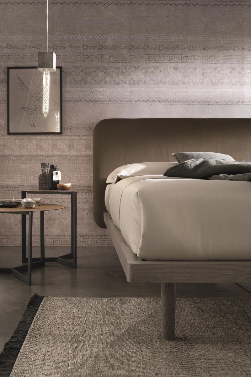 Ash double bed with upholstered headboard | Milly by Tomasella