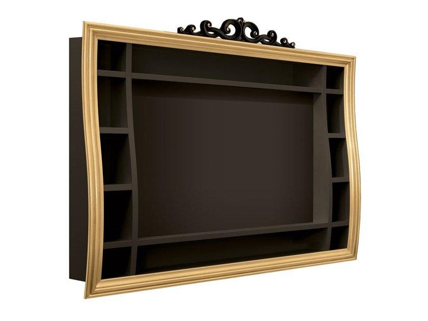 Wall-mounted wooden TV cabinet with shelves | 5041 by Carpanese home