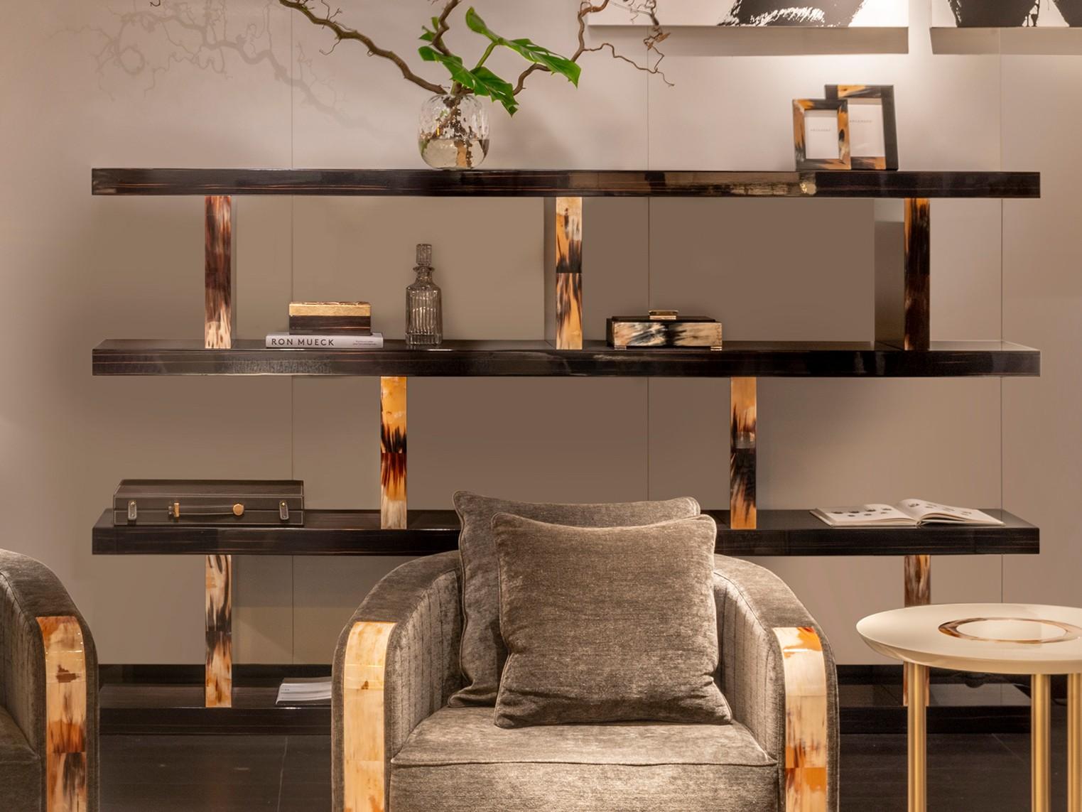 Open double-sided ebony bookcase | Giano 4510 by Arcahorn