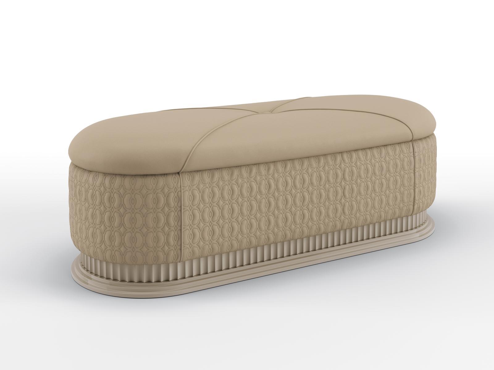 Upholstered leather bench | Moon Walt by Bruno Zampa