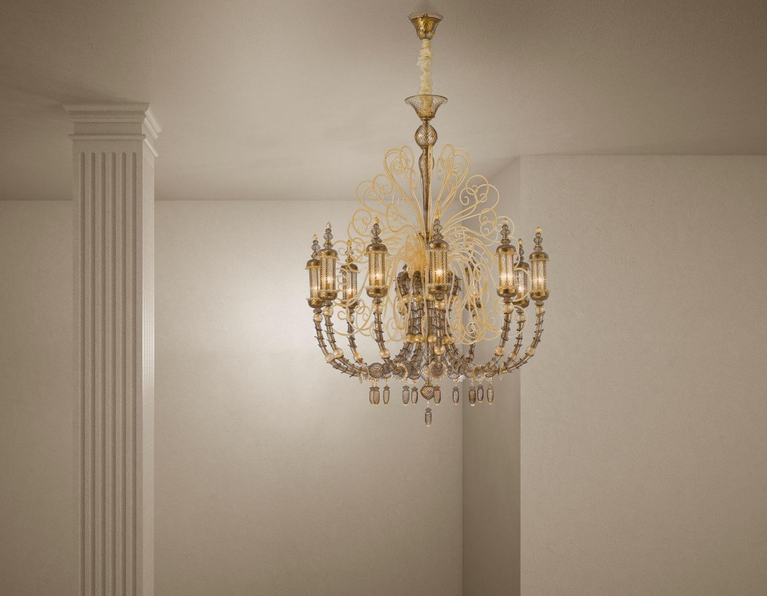 Glass chandelier with crystals | Bucintoro by Sylcom