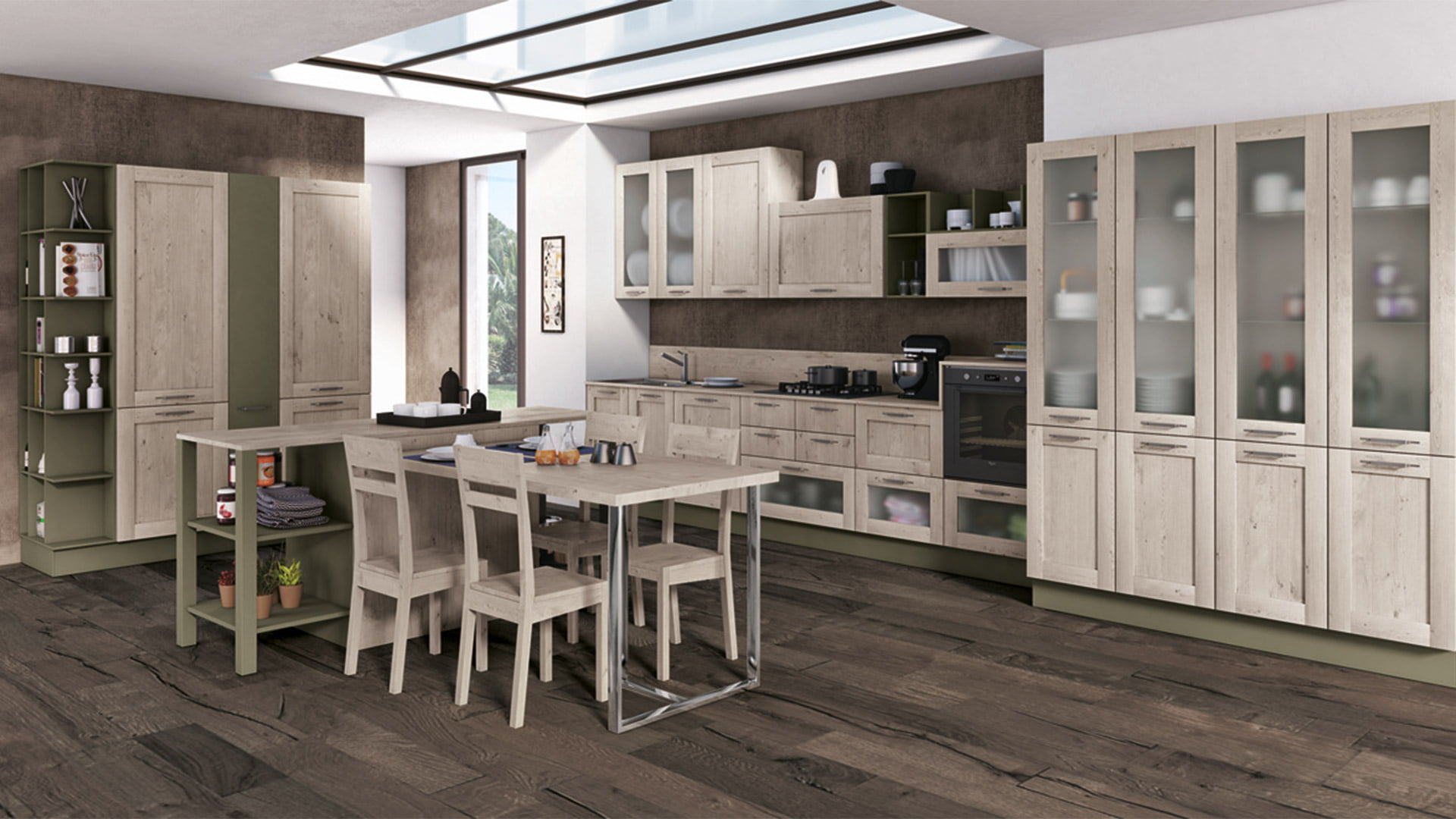 Lacquered kitchen with handles Creo kitchens Kyra Frame