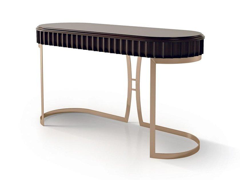 Oval wooden console table and metal base | 7014 by Carpanese home