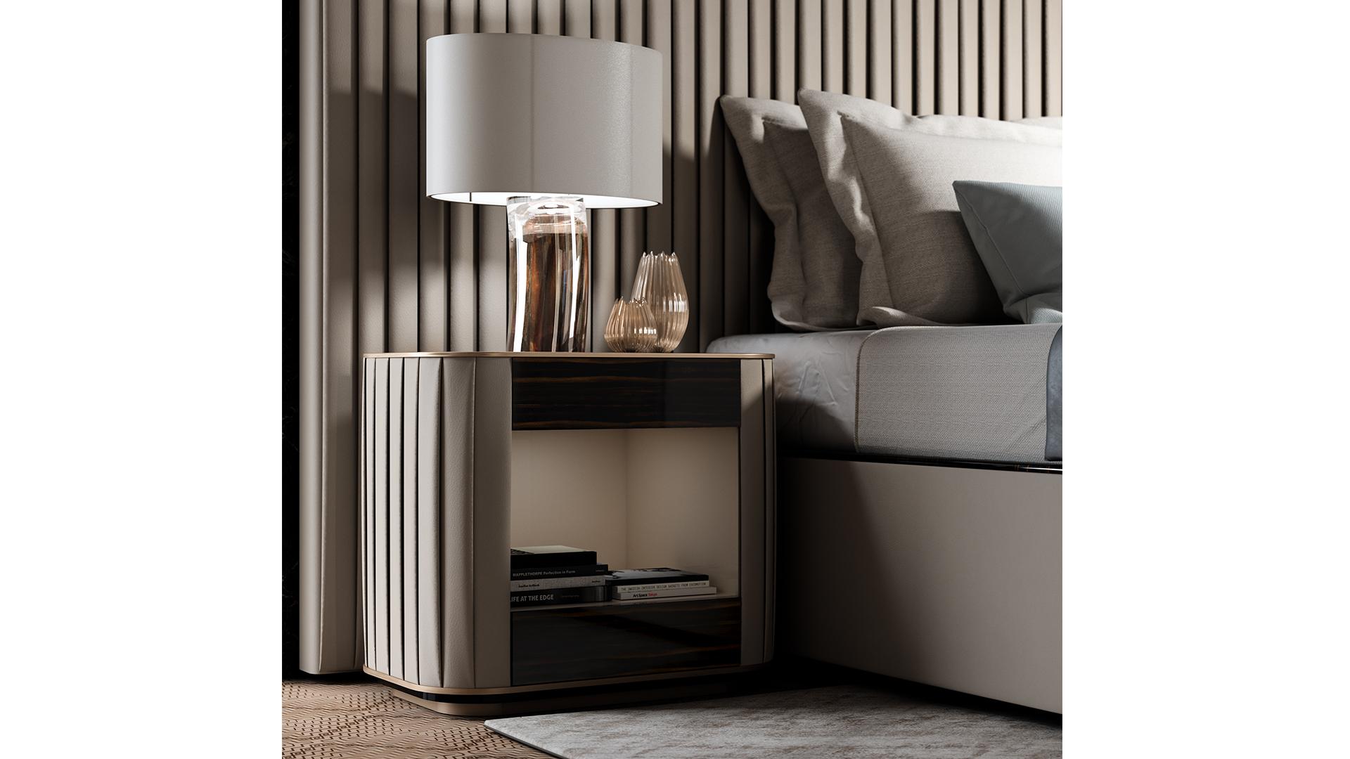 Rectangular bedside table with drawers | Plissé by Reflex