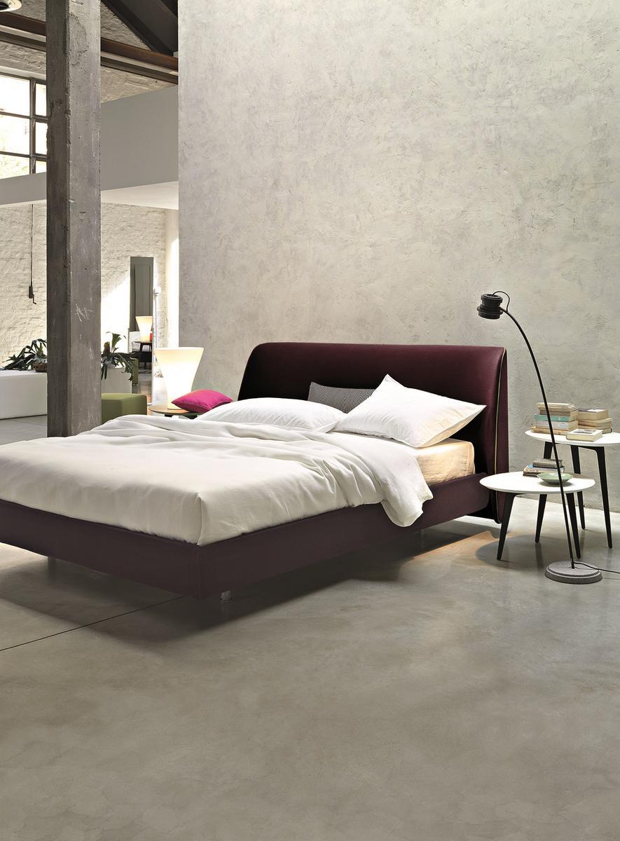 Fabric double bed with upholstered headboard | Edel by Lema
