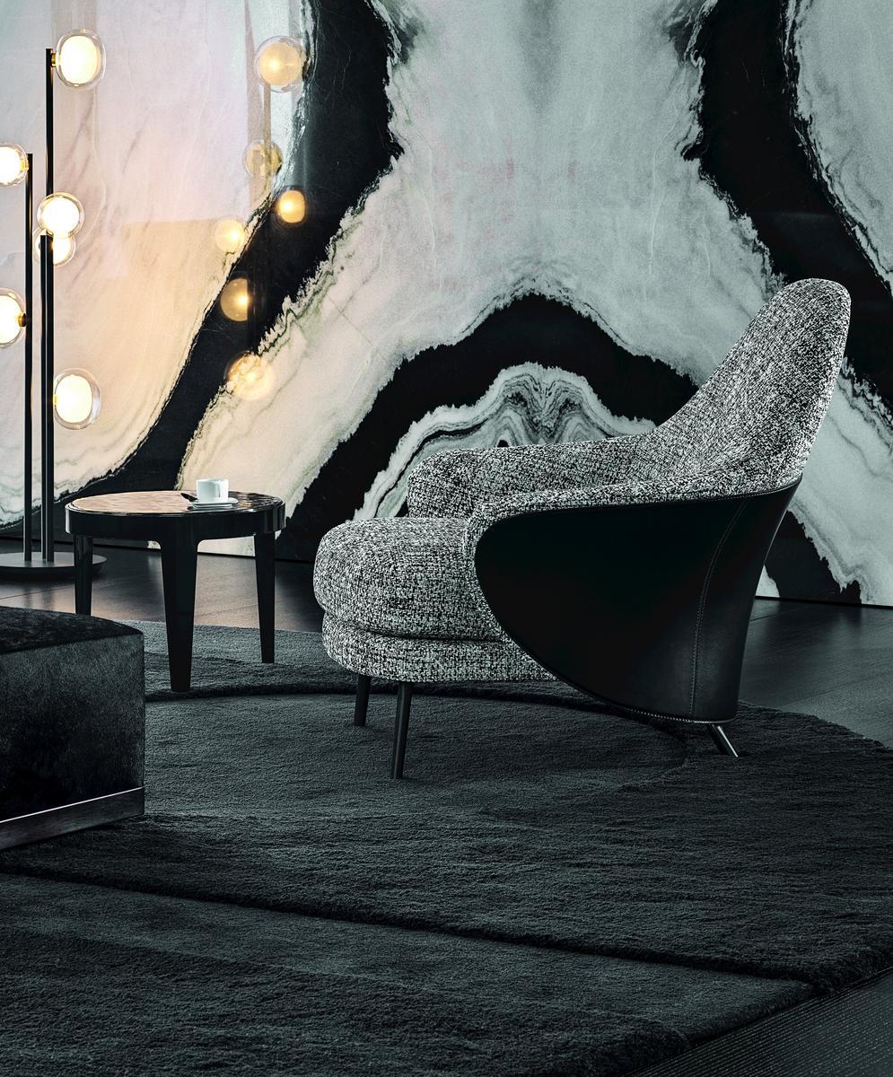 Fabric armchair with footstool | Angie by Minotti