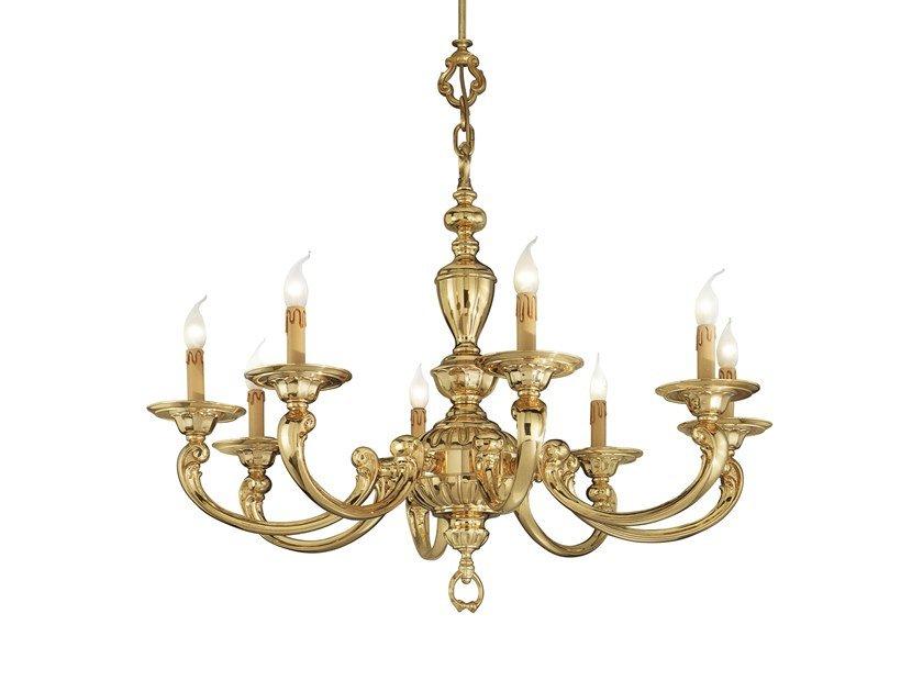 Polished Brass chandelier | Otello 258/8 by Possoni Illuminazione