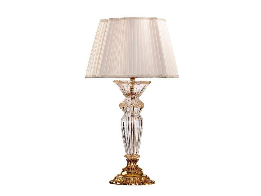 Gold plated table lamp with glass and shade | Charlotte 4795/lg by Possoni Illuminazione