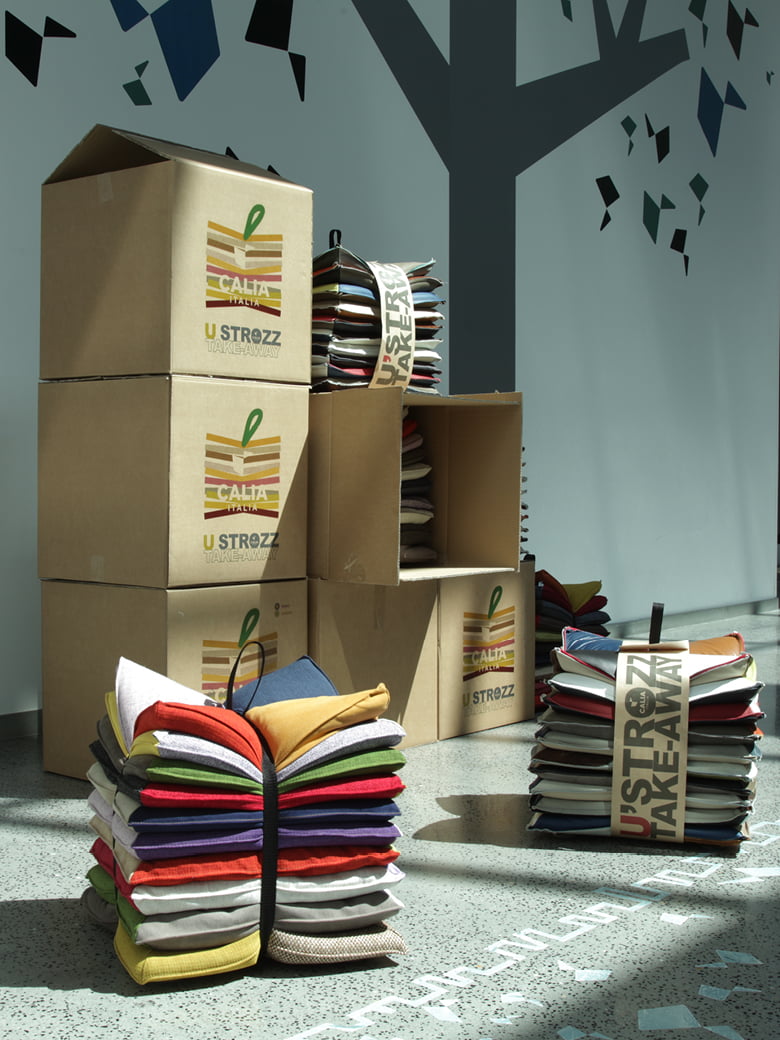 Calia Italia's eco-sustainable U'Strozz footstools offer unique craftsmanship and adaptability, merging comfort with ecological awareness through upcycled materials. | U’Strozz by Calia Italia