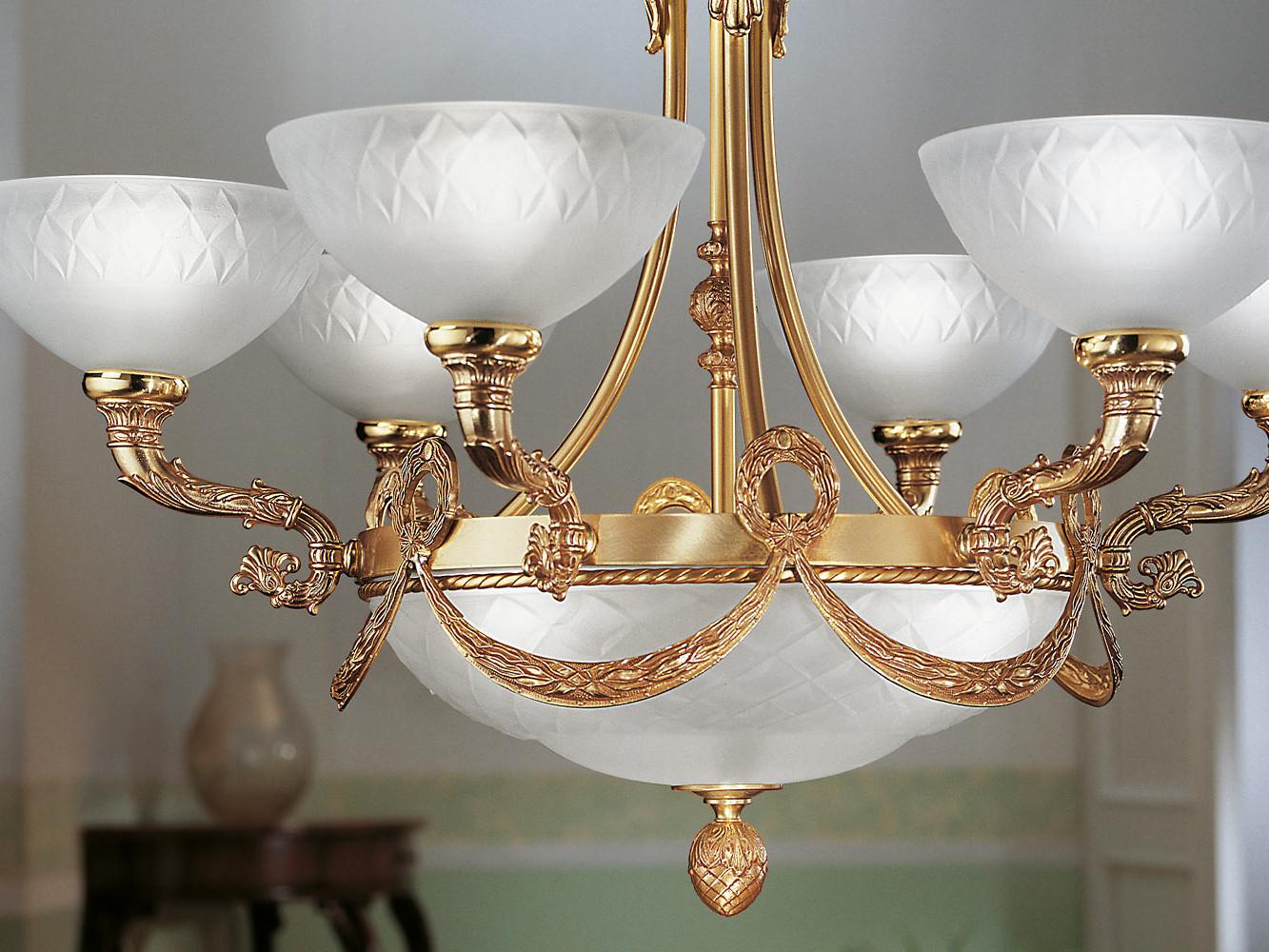 French Gold chandelier with glasses | Cloe 1741/6+3 by Possoni Illuminazione