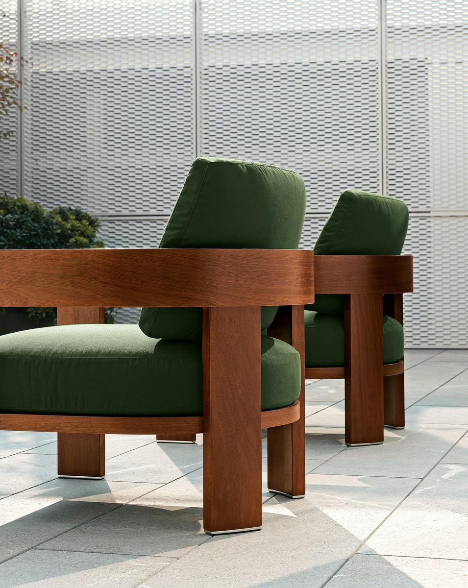 Outdoor armchair | Warhol Iroko Outdoor by Minotti