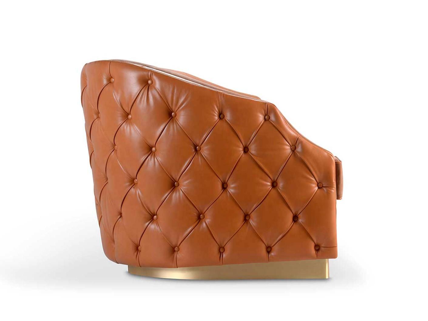 Tufted 3 seater leather sofa bed | Cleio by Domingo salotti