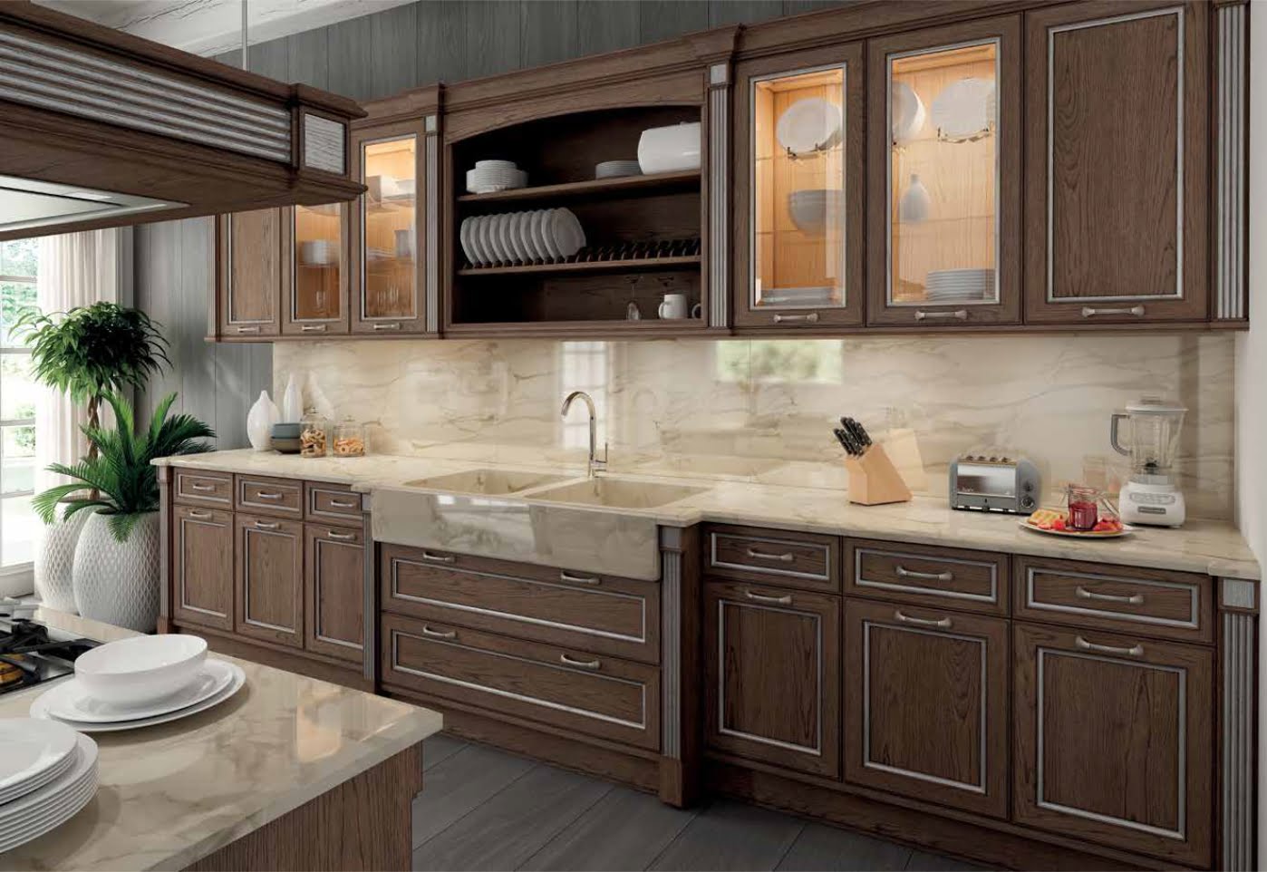 Wood kitchen with handles FM bottega d'Arte Milano