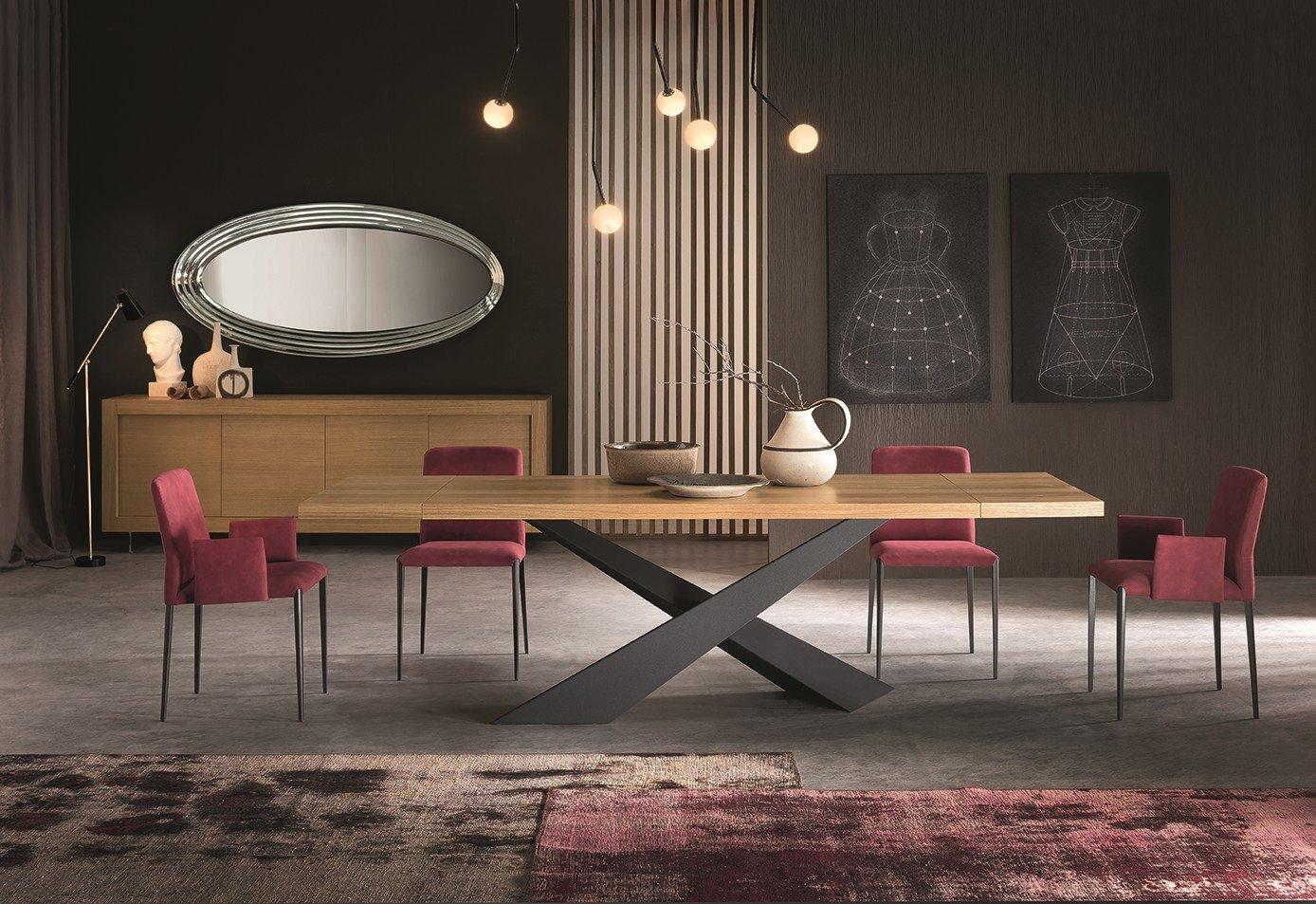 Rectangular wooden dining table | Living - Graphite & Walnut by Riflessi