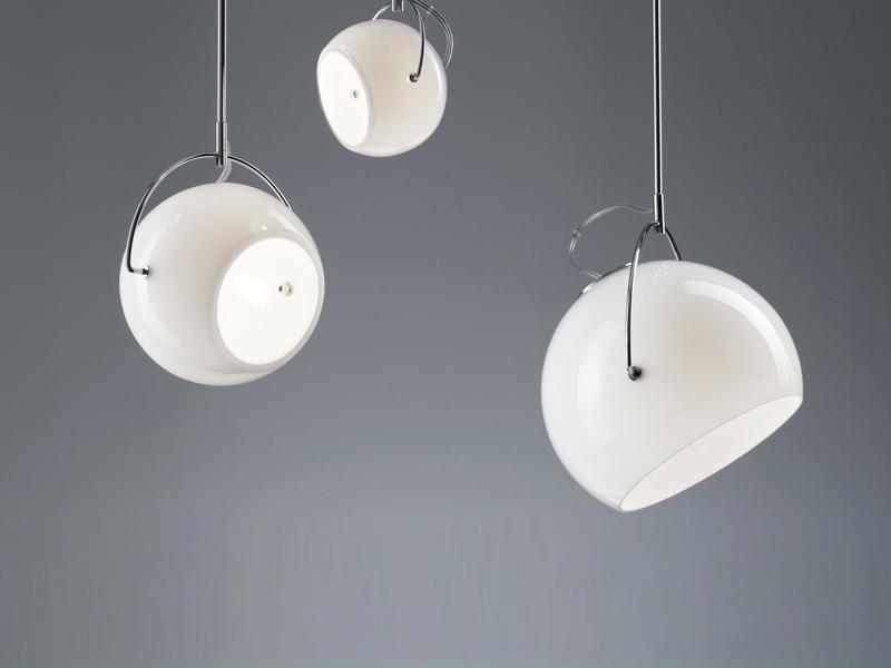 Chrome plated pendant lamp | Beluga White by Fabbian