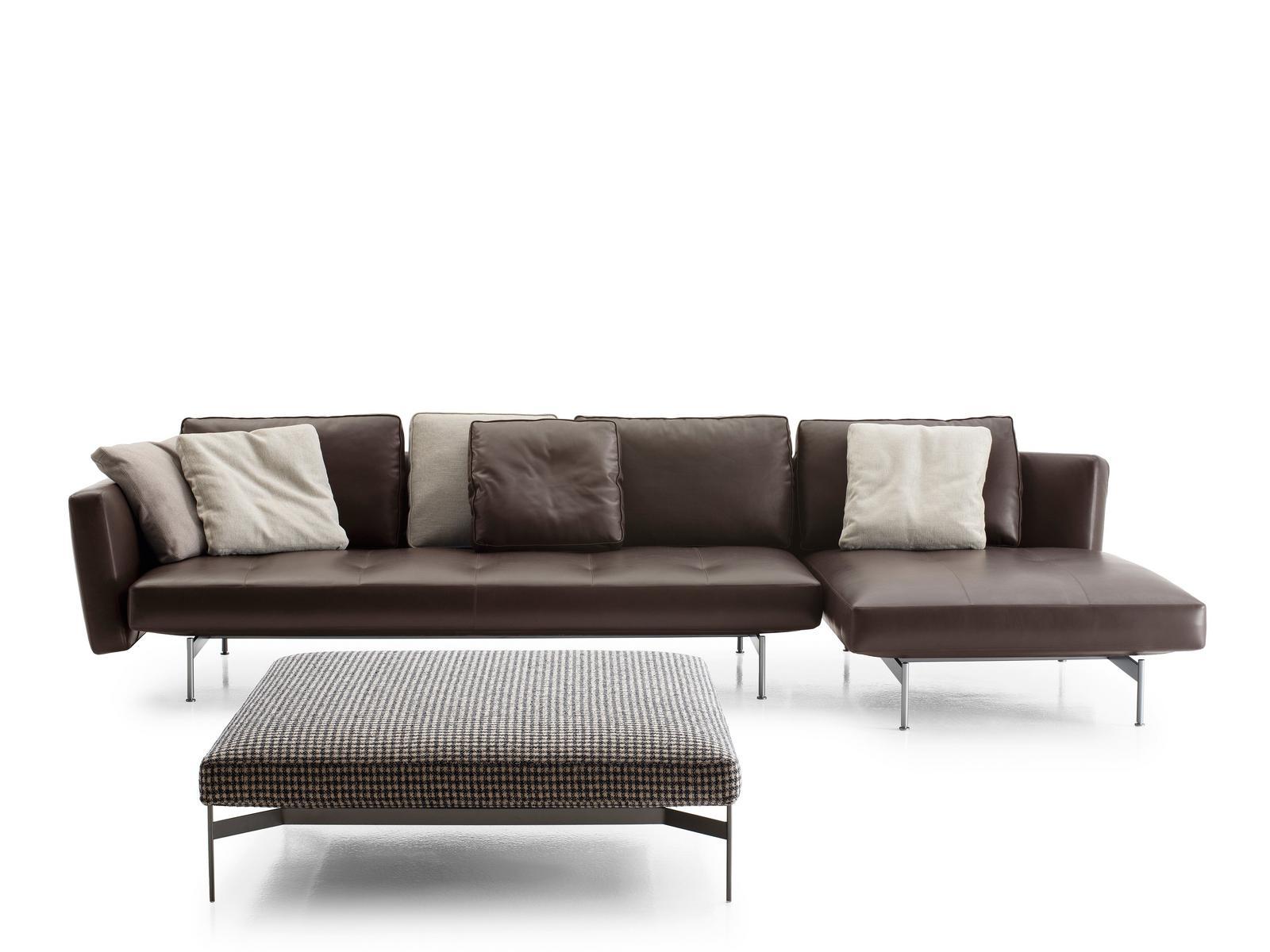 Leather sofa with chaise longue | Saké by B&B Italia