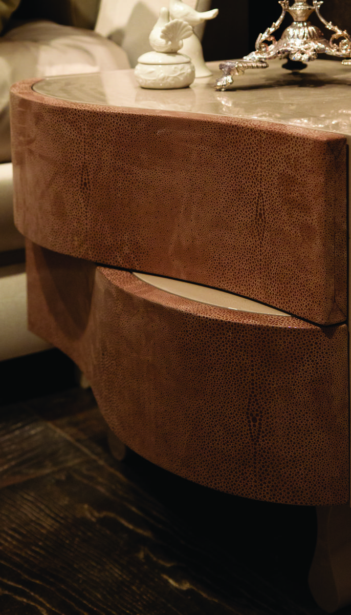 Rectangular leather and wooden bedside table | Ola by Mantellassi 1926