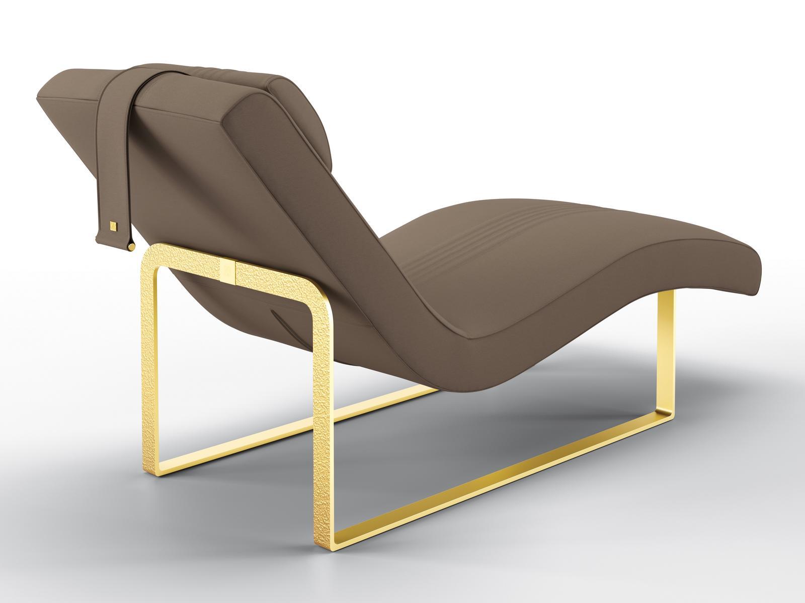 Upholstered leather Chaise longue | Gerrit by Bruno Zampa
