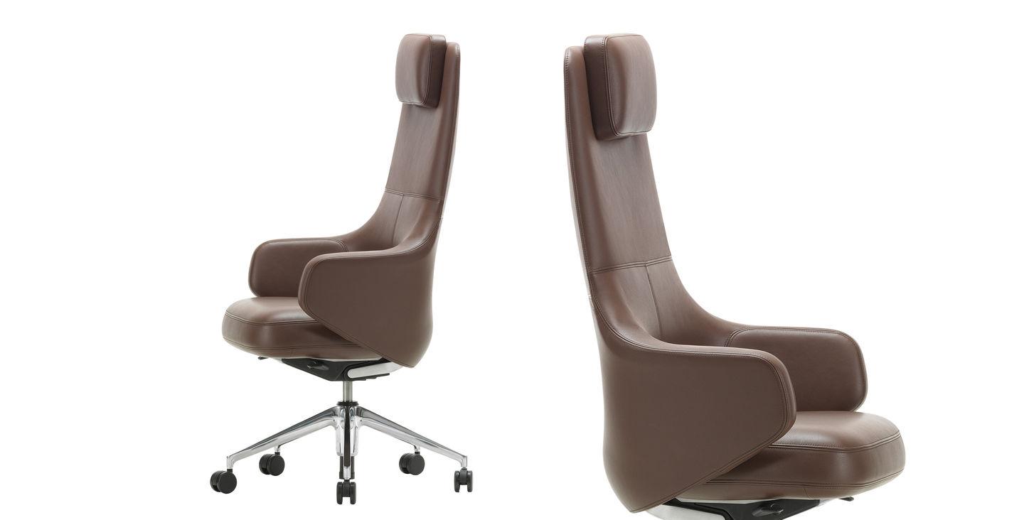 Leather executive chair with headrest | Grand Executive by Vitra