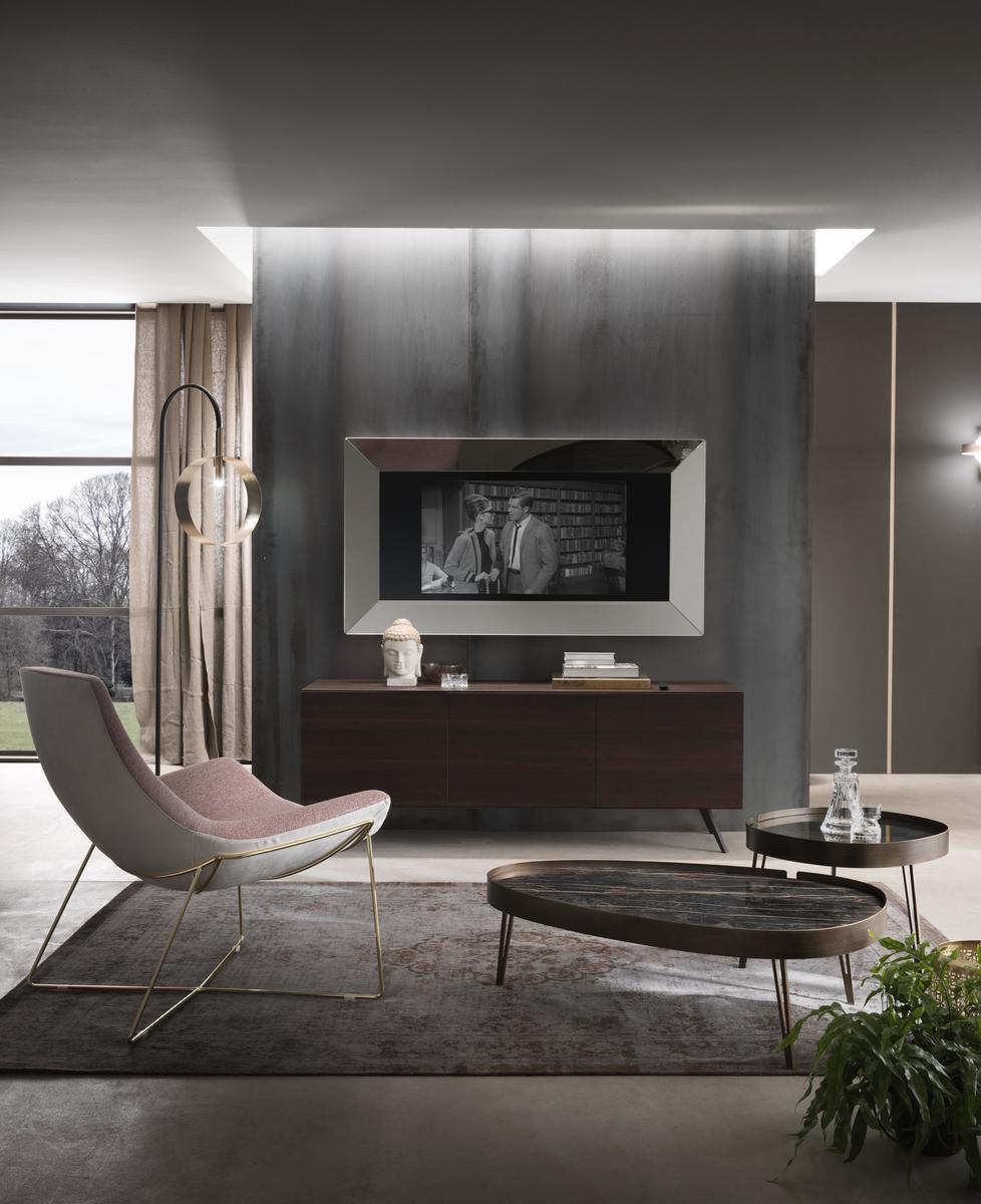 Framed wall-mounted aluminium mirror | Mirroring Tv by Riflessi