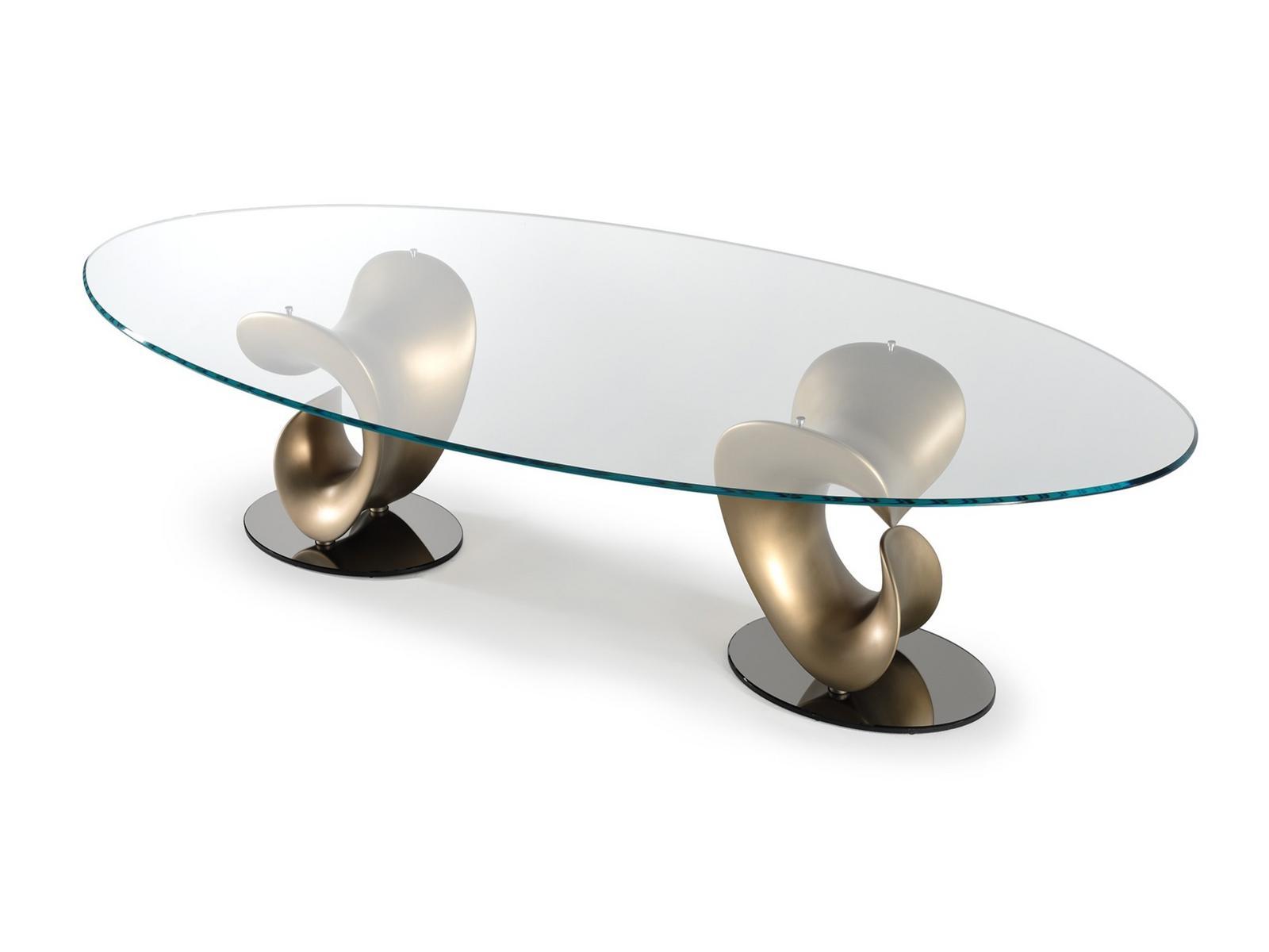 Oval glass dining table | Parentesis by Reflex