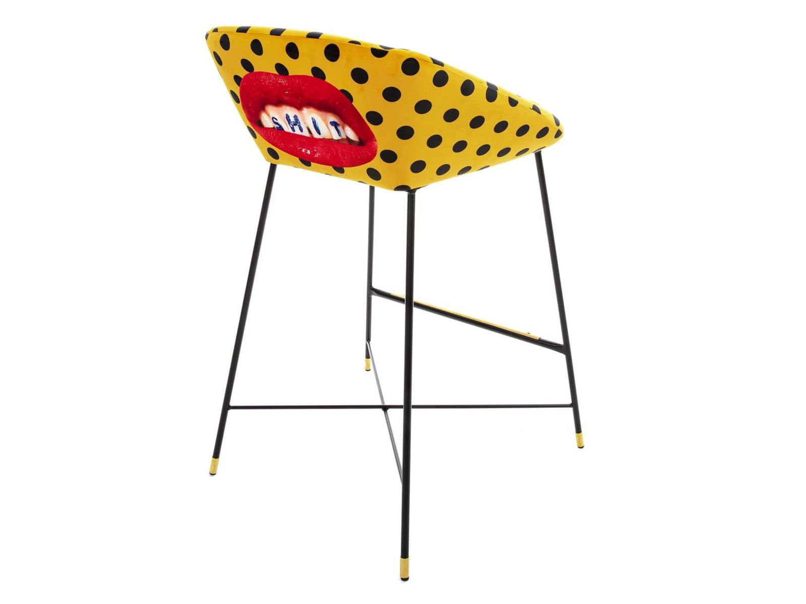High fabric stool with back | Shit by Seletti