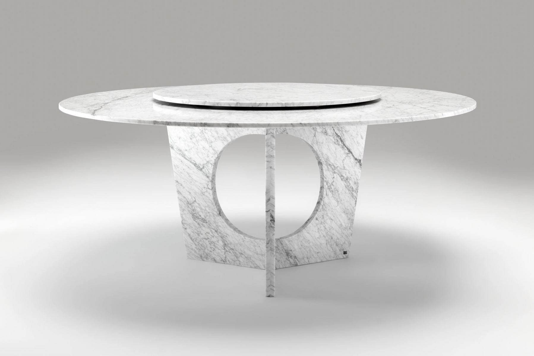 Round marble table with Lazy Susan | 986 by Rolf Benz