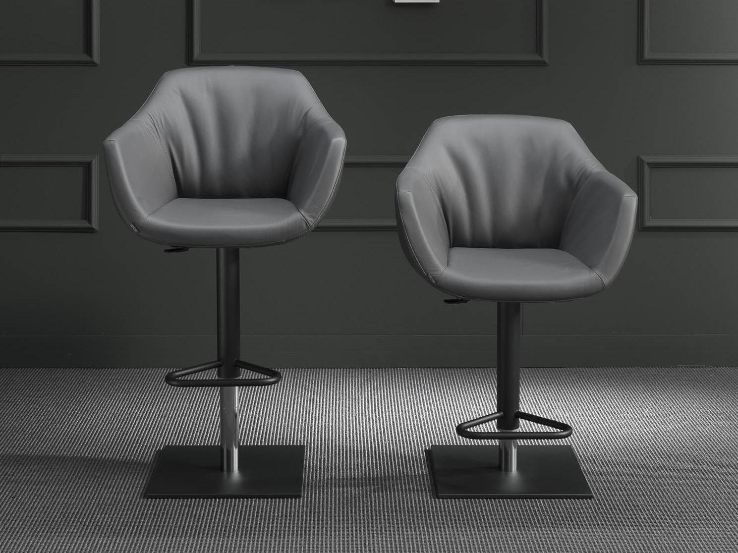 Upholstered leather stool with gas lift | Nemo by Ozzio Italia