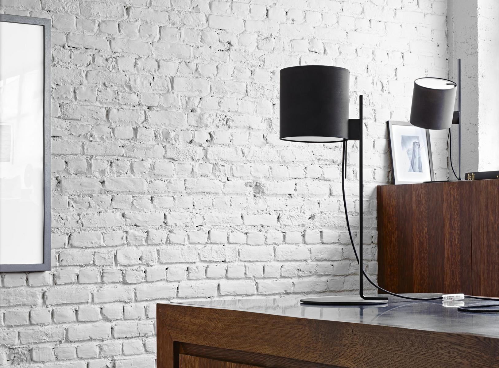 Table lamp with steel base and cotton shade | Magnet Lamp by Ligne Roset