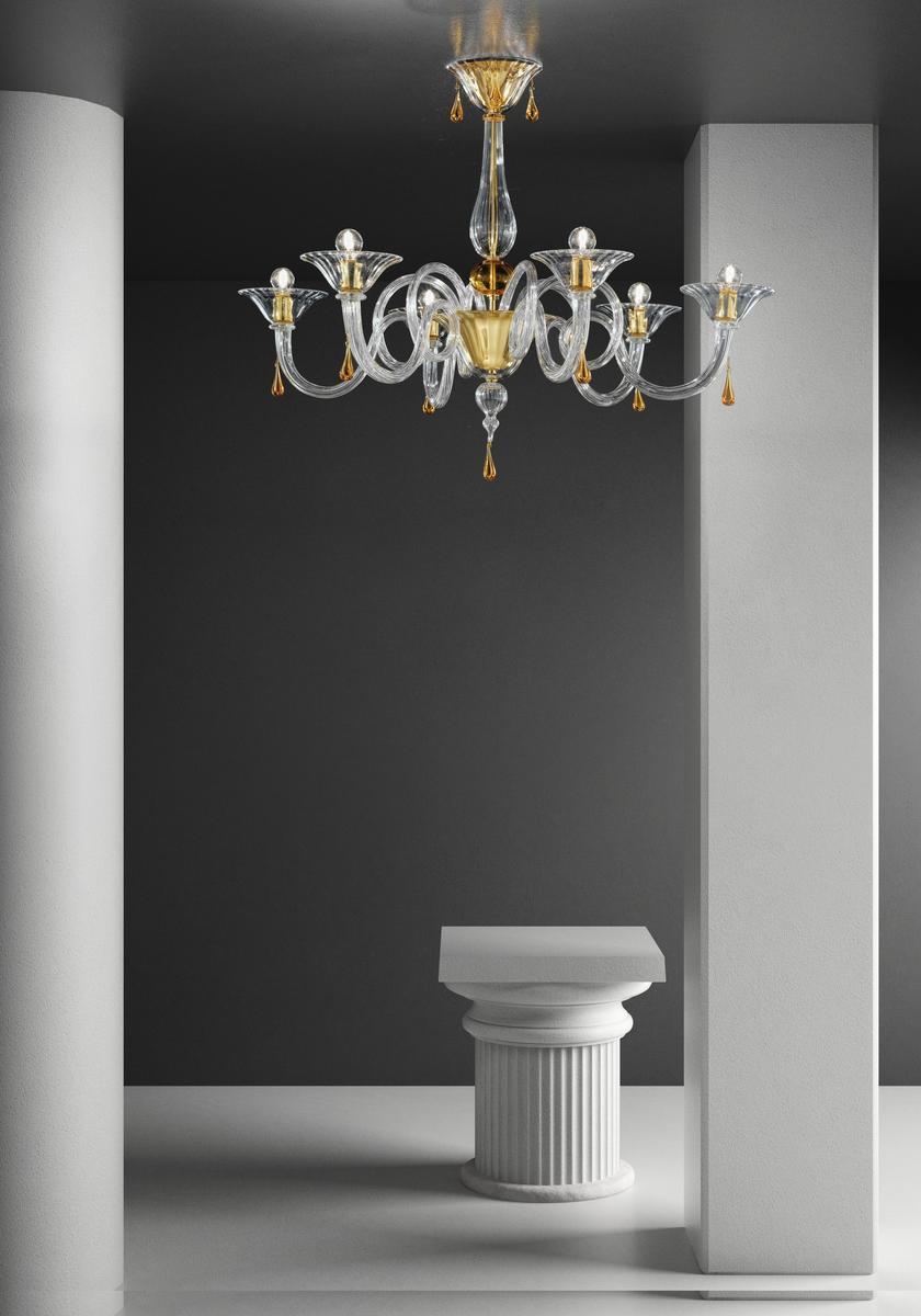 Glass chandelier with crystals | Dolfin by Sylcom