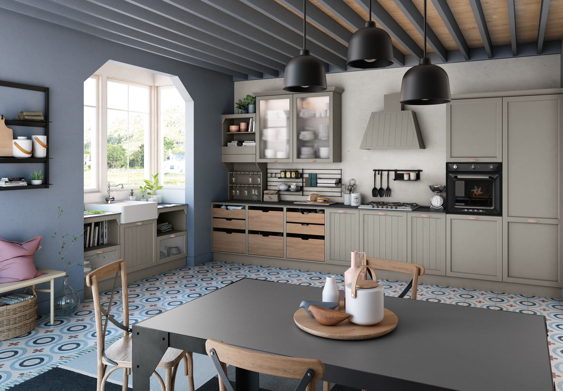 Lacquered kitchen with handles Creo kitchens Contempo