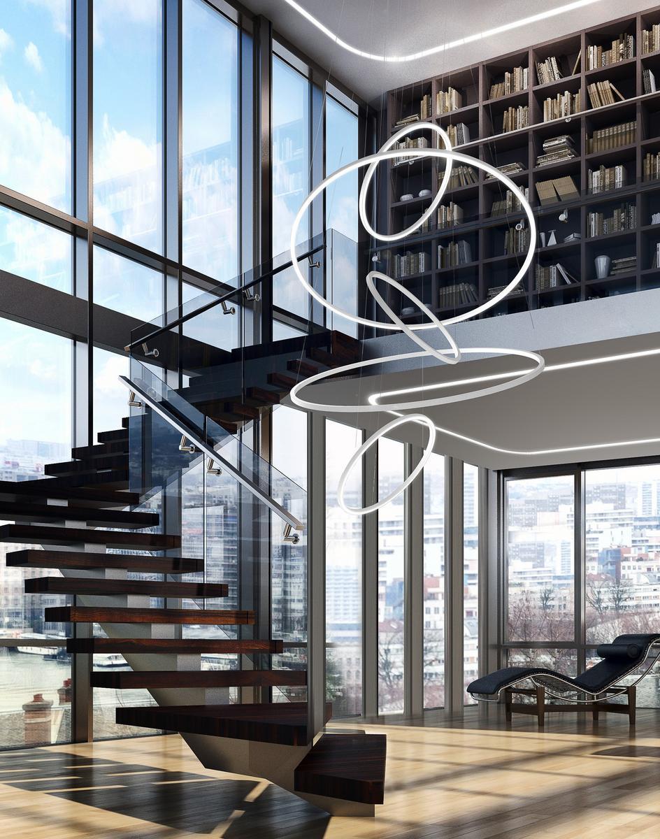 LED extruded aluminium pendant lamp | Brooklyn Round by Panzeri