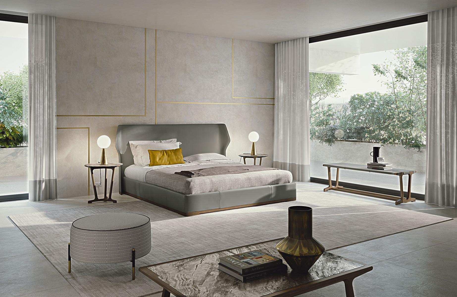 Upholstered round fabric pouf | Kevin by Frigerio