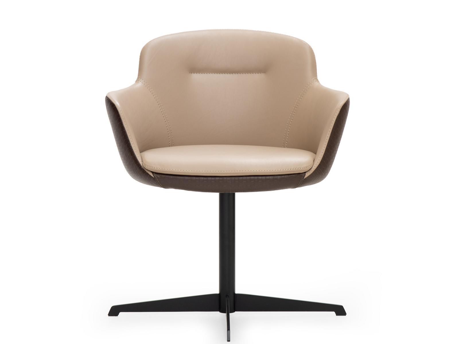 Swivel Deerskin easy chair with 4-spoke base | Kowloon by Formitalia