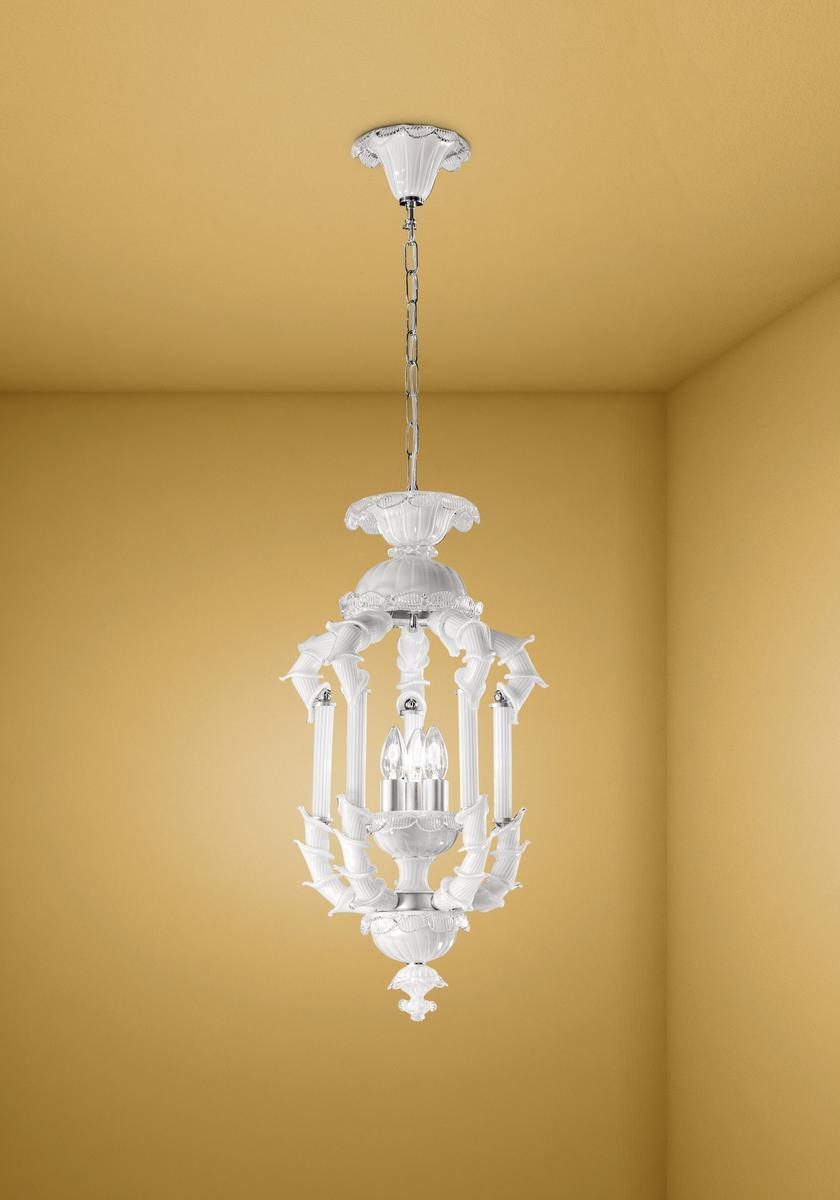 Glass pendant lamp with crystals | Rezzonico by Sylcom