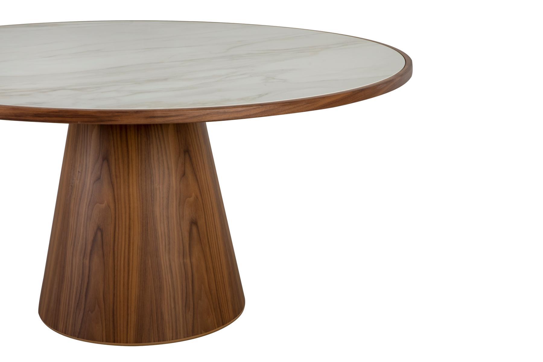 Round table in walnut and top in porcelain stoneware | Prime by Tonin Casa