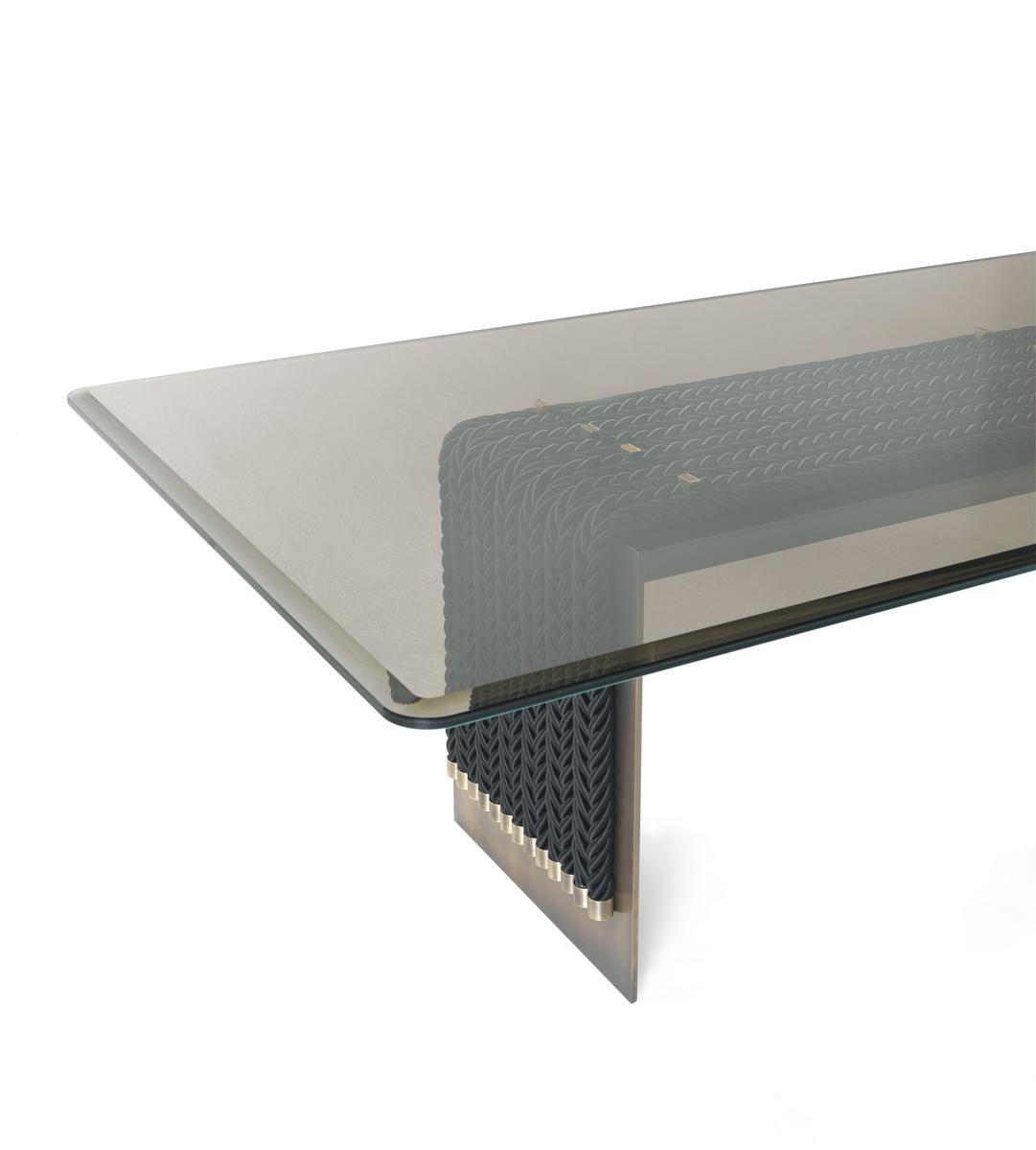 Rectangular brass and glass dining table | Glasgow by Gianfranco Ferre Home