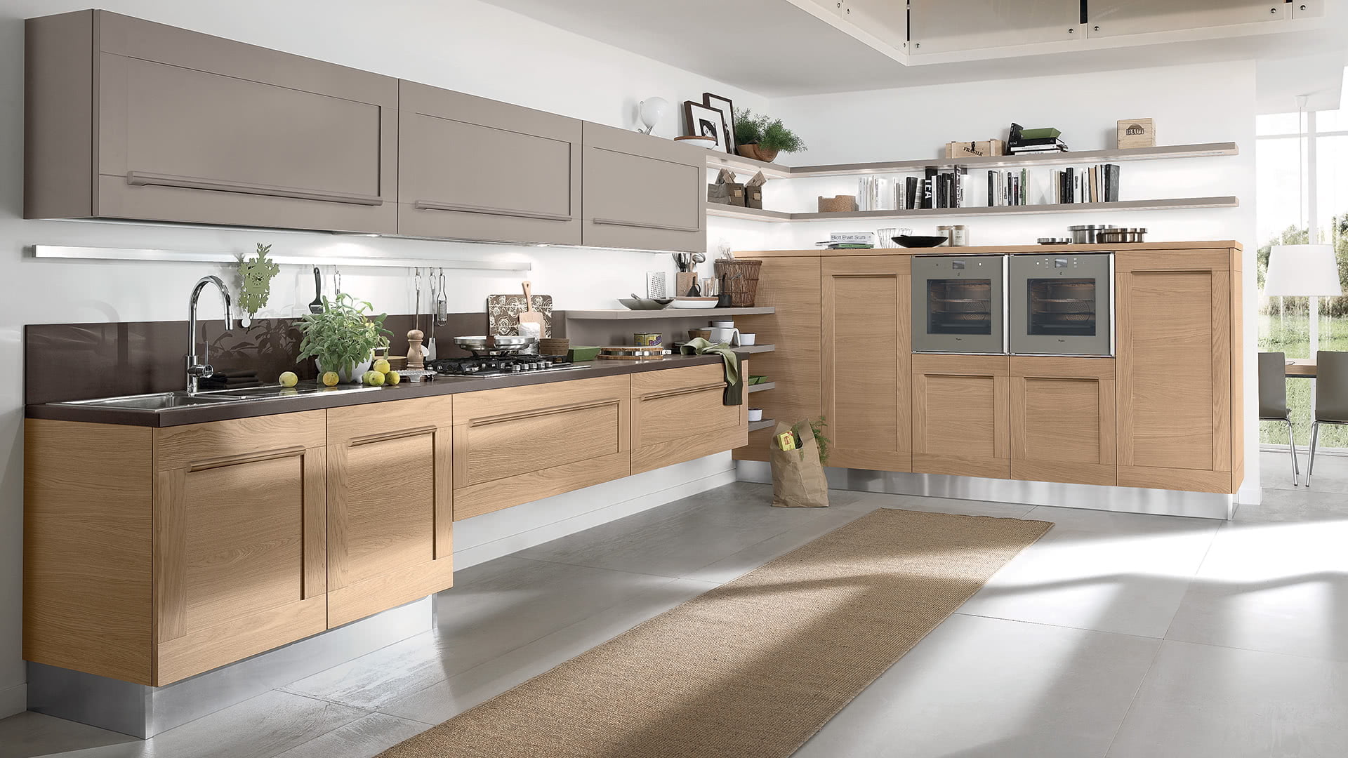 Wood kitchen with integrated handles Lube Cucine Gallery