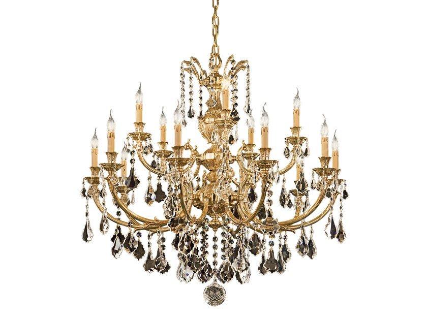 French Gold chandelier with Schoeler crystals | Windsor 888/15m-sh/p by Possoni Illuminazione
