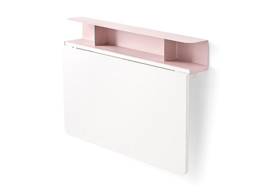 Wall mounted melamine table with metal wall shelve | Quadro by Connubia
