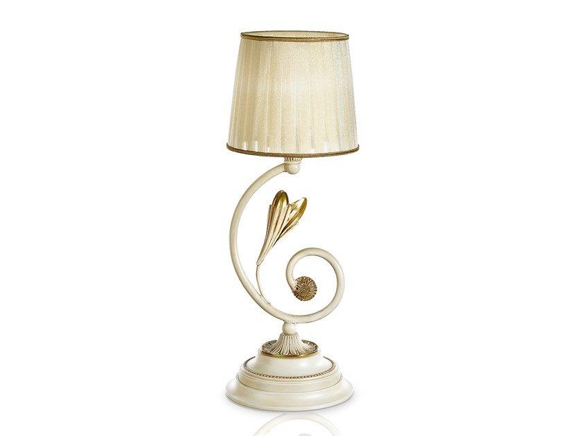 Antique white and gold table lamp with organza shade | Greta 1038/l by Possoni Illuminazione