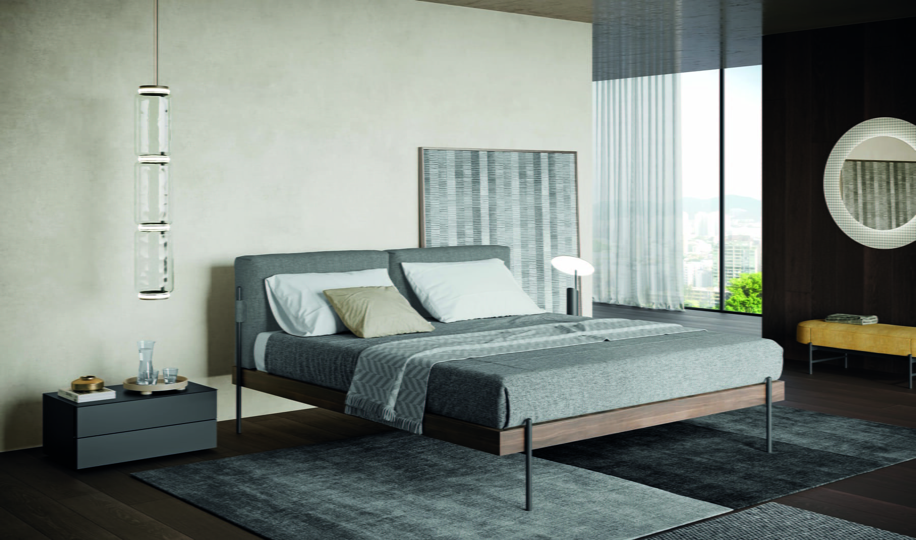 Fabric bed with upholstered headboard | Supernova by Dall'Agnese