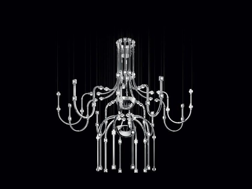 LED metal chandelier with crystals | Raqam Q1 by Masiero