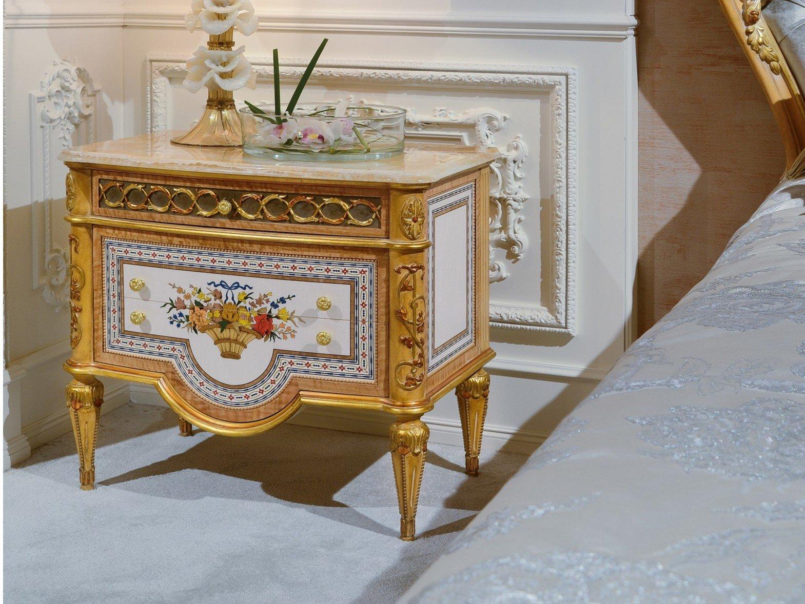 Decapé rectangular wooden bedside table with drawers | 3700_luigi Xvi by Ezio Bellotti