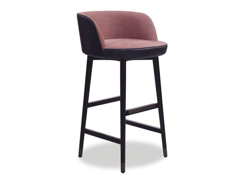 High leather stool with footrest | Colette by Baxter