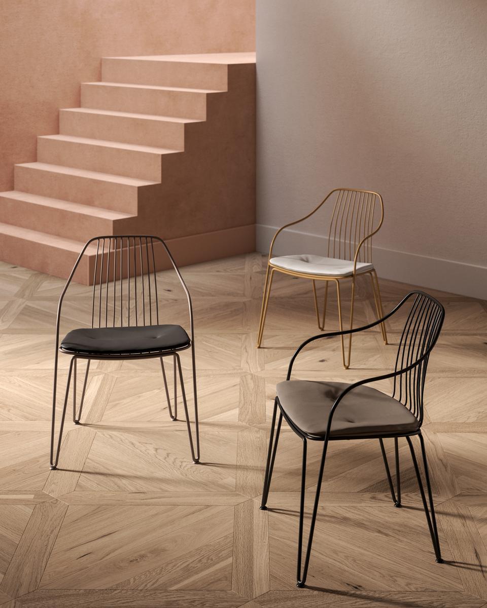 Metal chair with armrests | Lira by Ozzio Italia