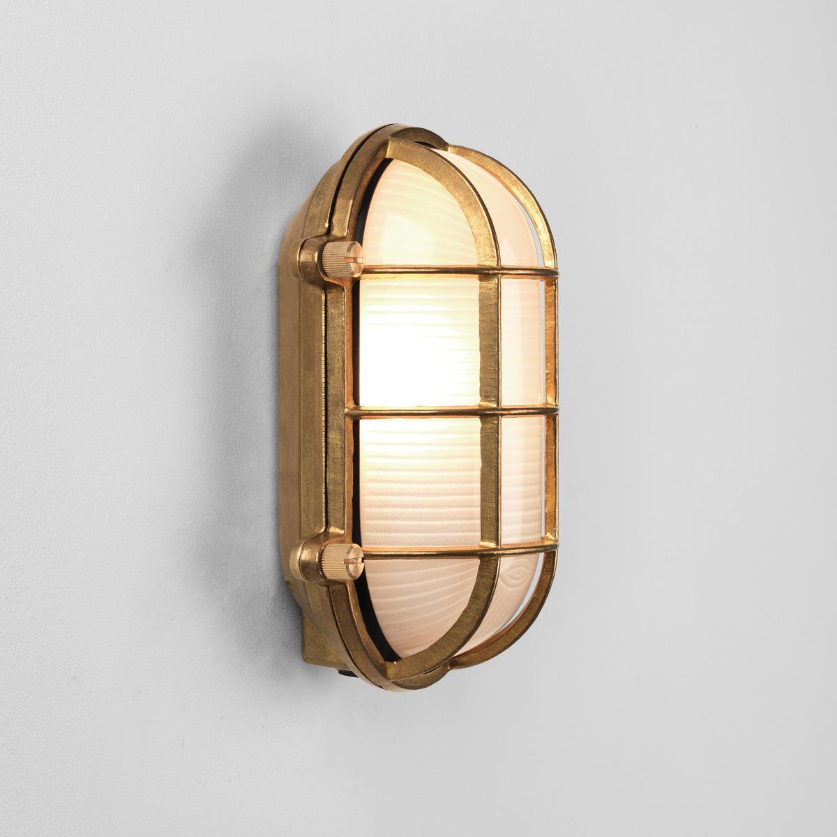 LED outdoor wall lamp in brass and glass | Thurso Oval by Astro lighting