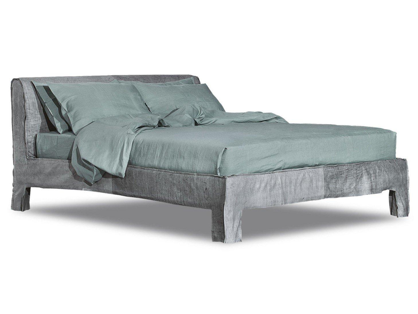 Leather bed with upholstered headboard | Summer by Baxter